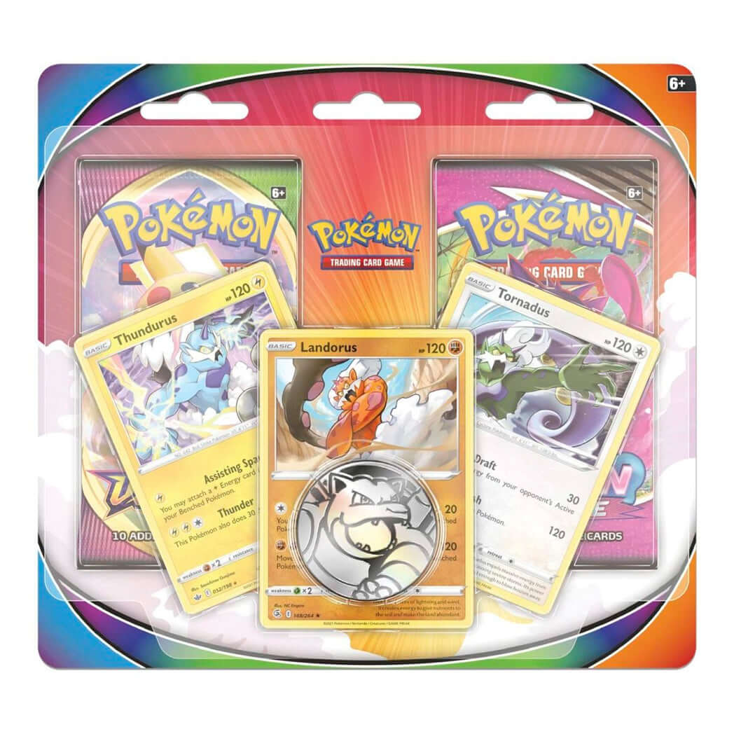 Pokémon TCG: Sword & Shield Tornadus, Thundurus & Landorus Cards with 2 Booster Packs & Coin - The Wright TCG