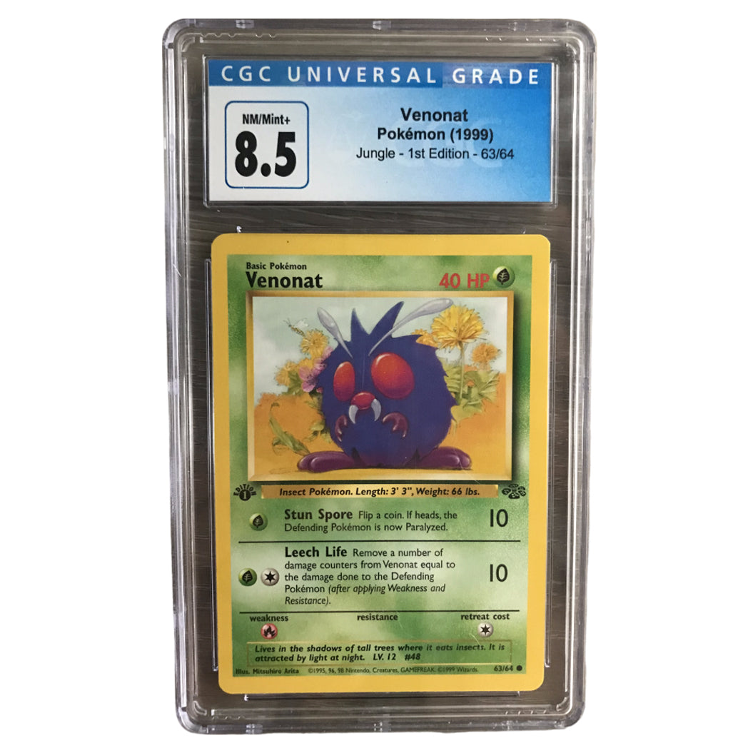 Venonat CGC 8.5 - 63/64 - Jungle - 1st Edition - The Wright TCG