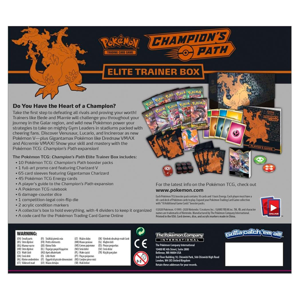 Pokémon TCG: Champion's Path Elite Trainer Box Back - The Wright TCG