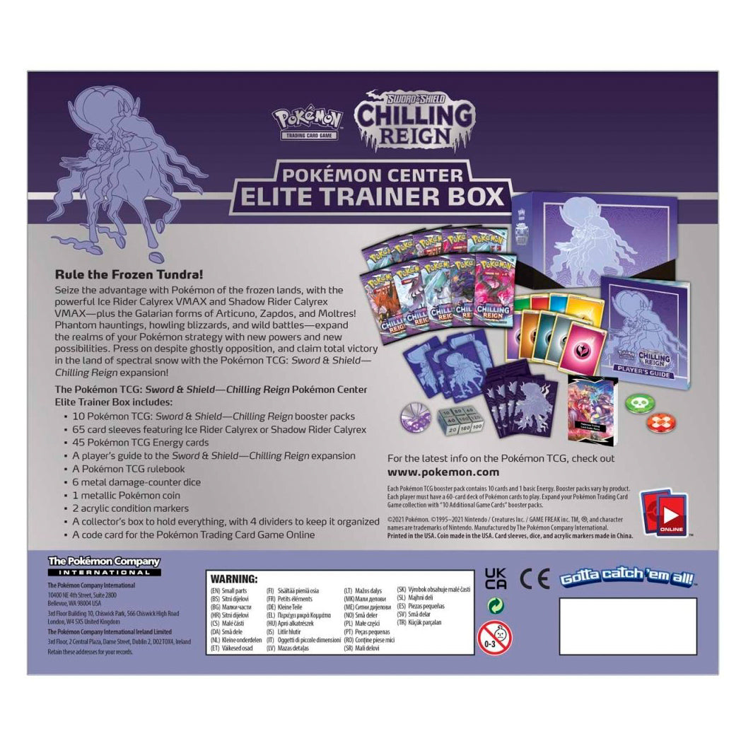 Chilling Reign Pokemon Center Elite Trainer Box (Shadow Rider Calyrex) - The Wright TCG