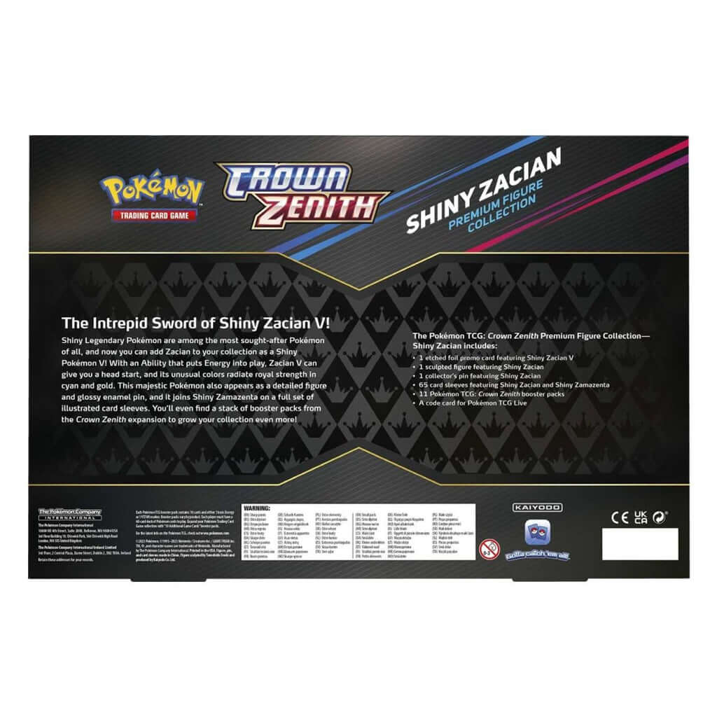 Crown Zenith Shiny Zacian Premium Figure Collection Back of box - The Wright TCG