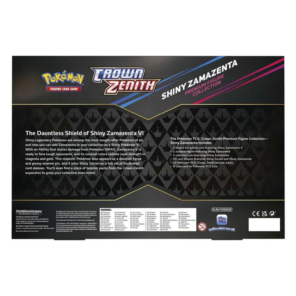 Pokemon TCG: Crown Zenith Shiny Zamazenta Premium Figure Collection Back of Box - The Wright TCG