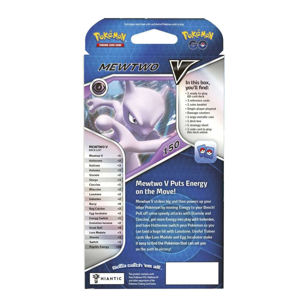 Pokemon TCG: Pokémon GO Mewtwo V Battle Deck Back Backside - The Wright TCG