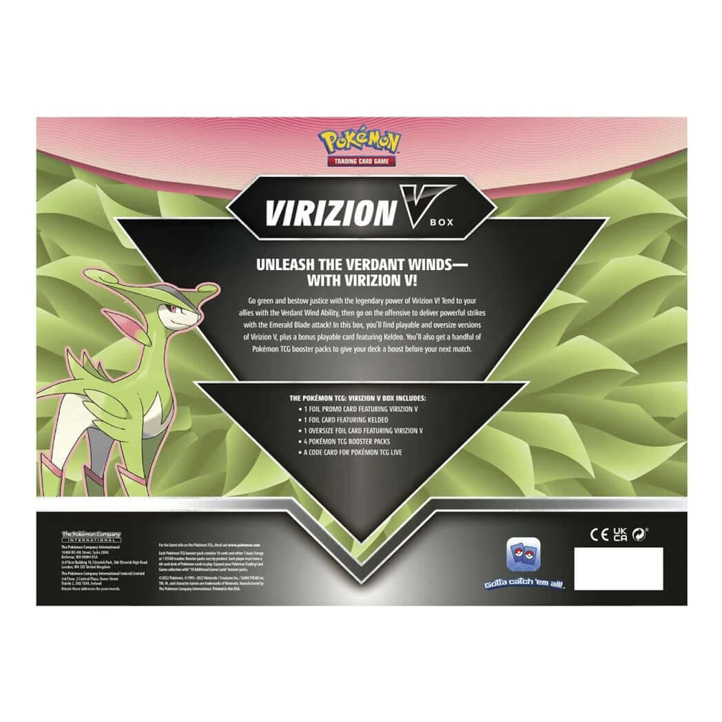 Pokemon TCG: Virizion V Box Back Backside View - The Wright TCG